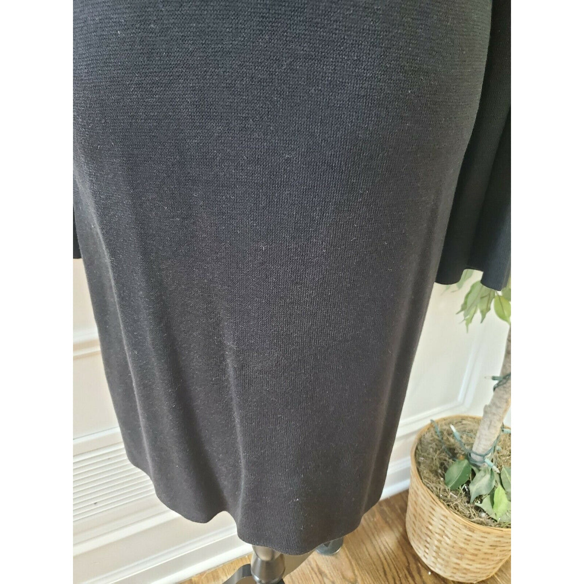 MISOOK Women Black Acrylic Turtleneck Long Sleeve Knee Length Dress Size 1X