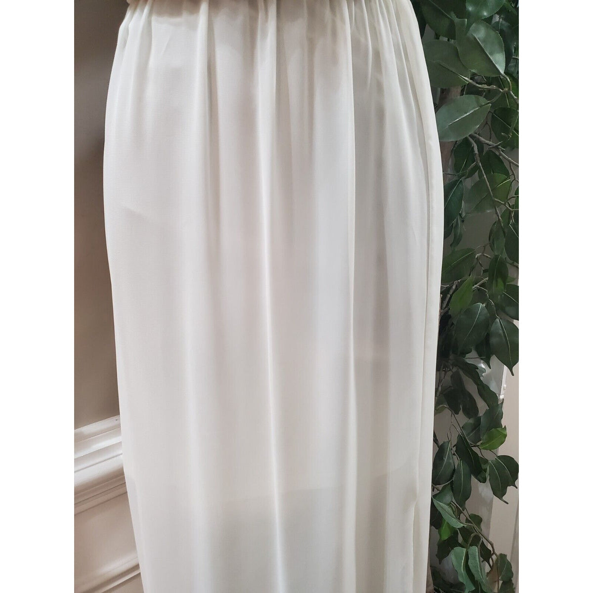 Asos Women's White Solid Polyester V-Neck Short Sleeve Casual Long Maxi Dress 8