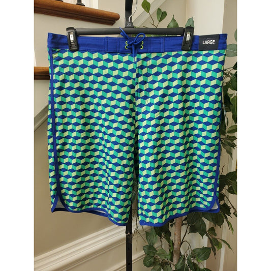 Roundtree & Yorke Men's Multicolor Polyester Pull On Stretch Swimwear Shorts L