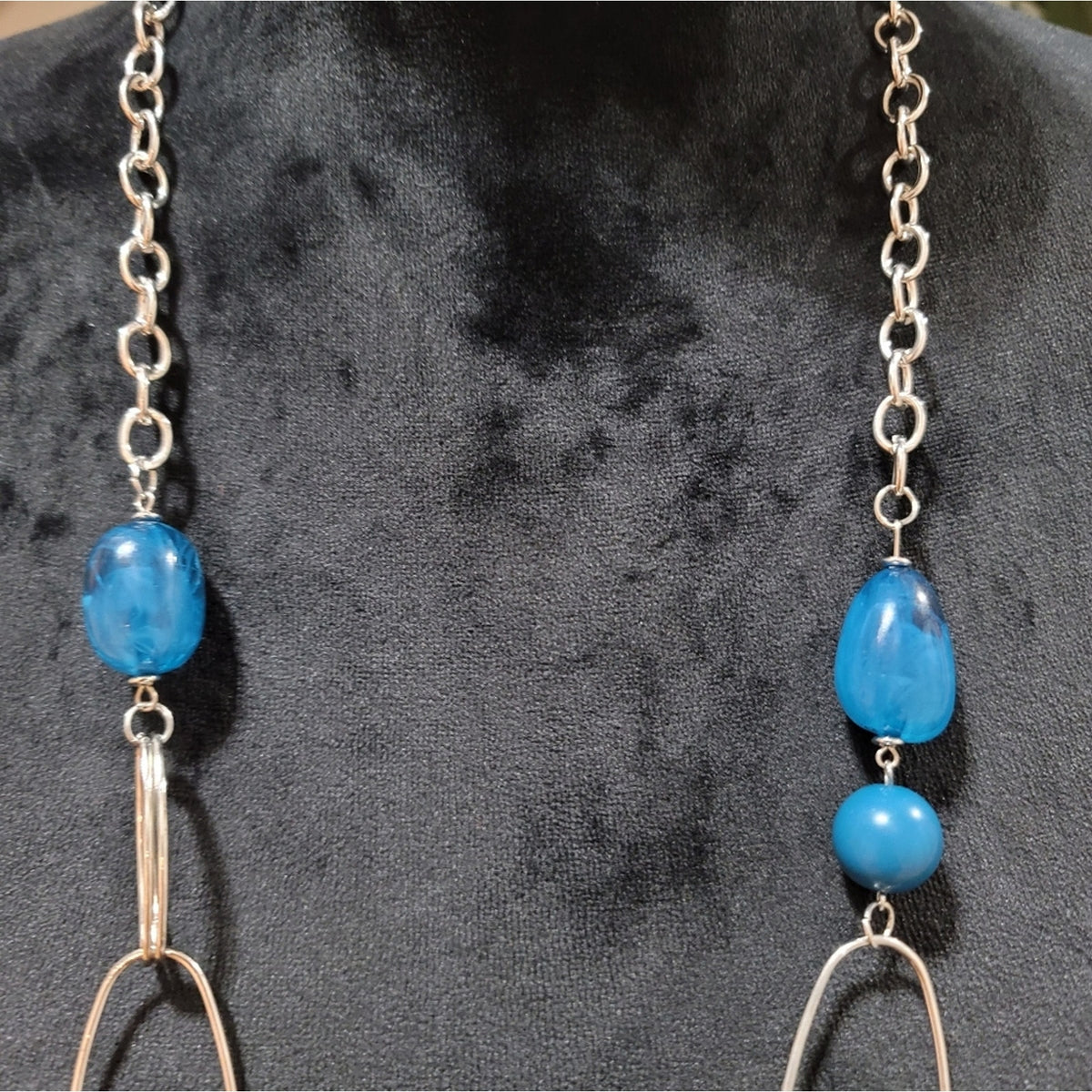 Teal and Silver Long Necklace