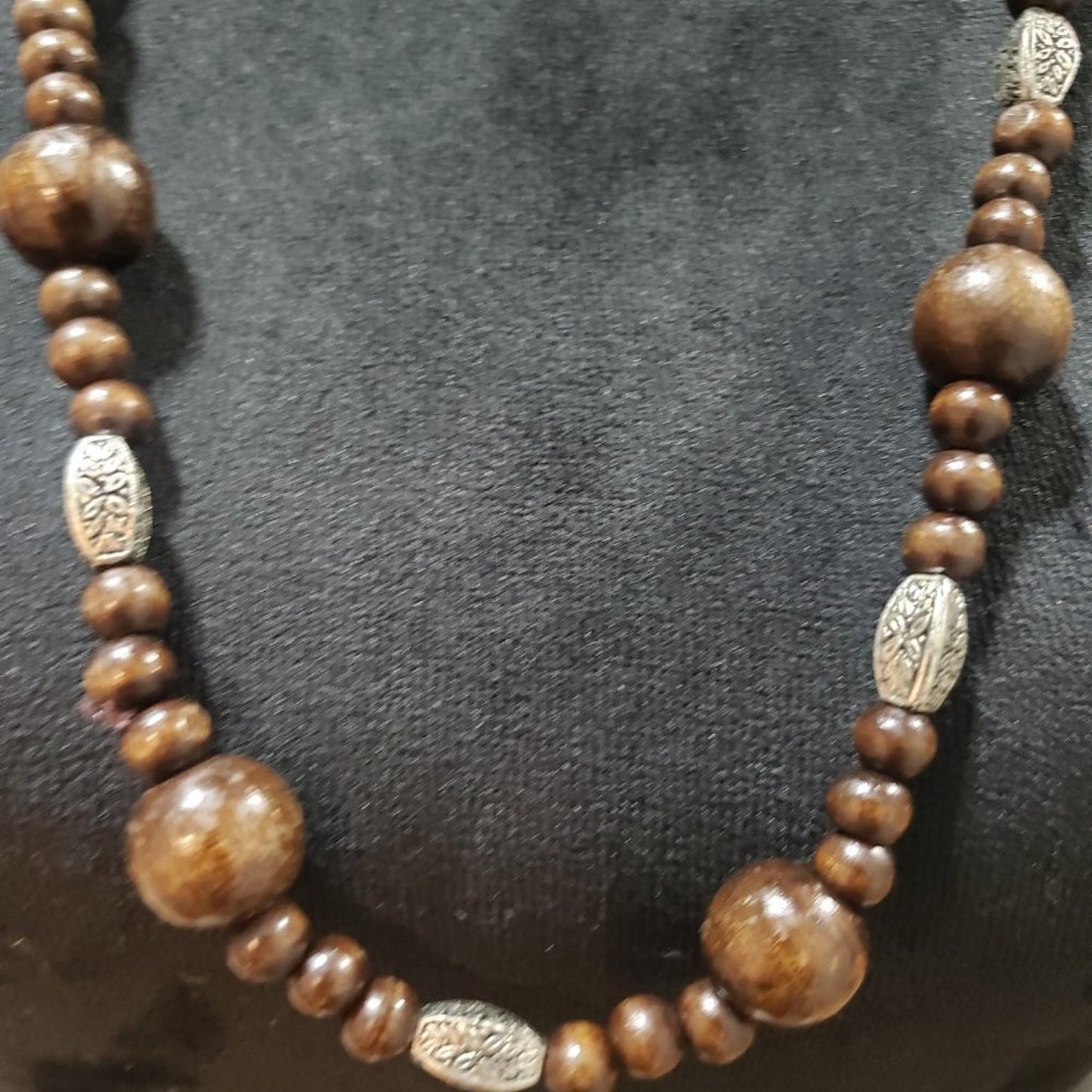 Women's Boho Rosewood & Tone Bead Opera Necklace