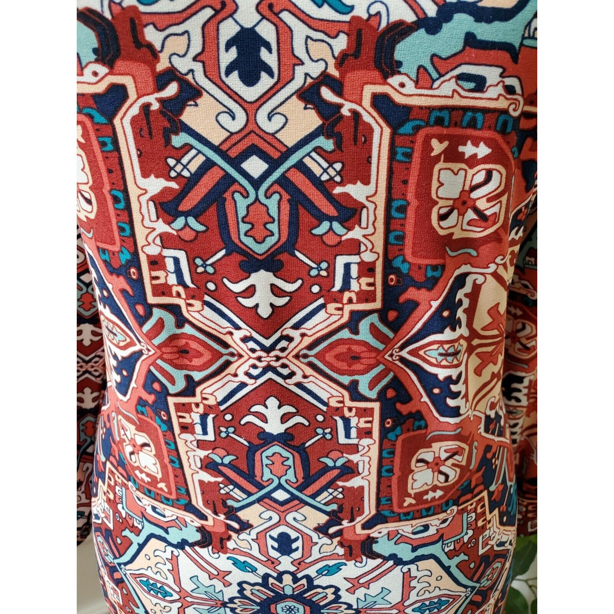 Ruby Rd. Women Multicolor Polyester Round Neck Long Sleeve Top Blouse Size Large