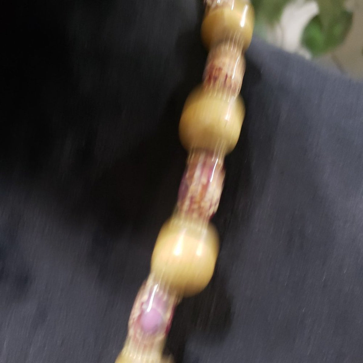 Womens Handcrafted Dark Brown and Red Wood Bead Necklace