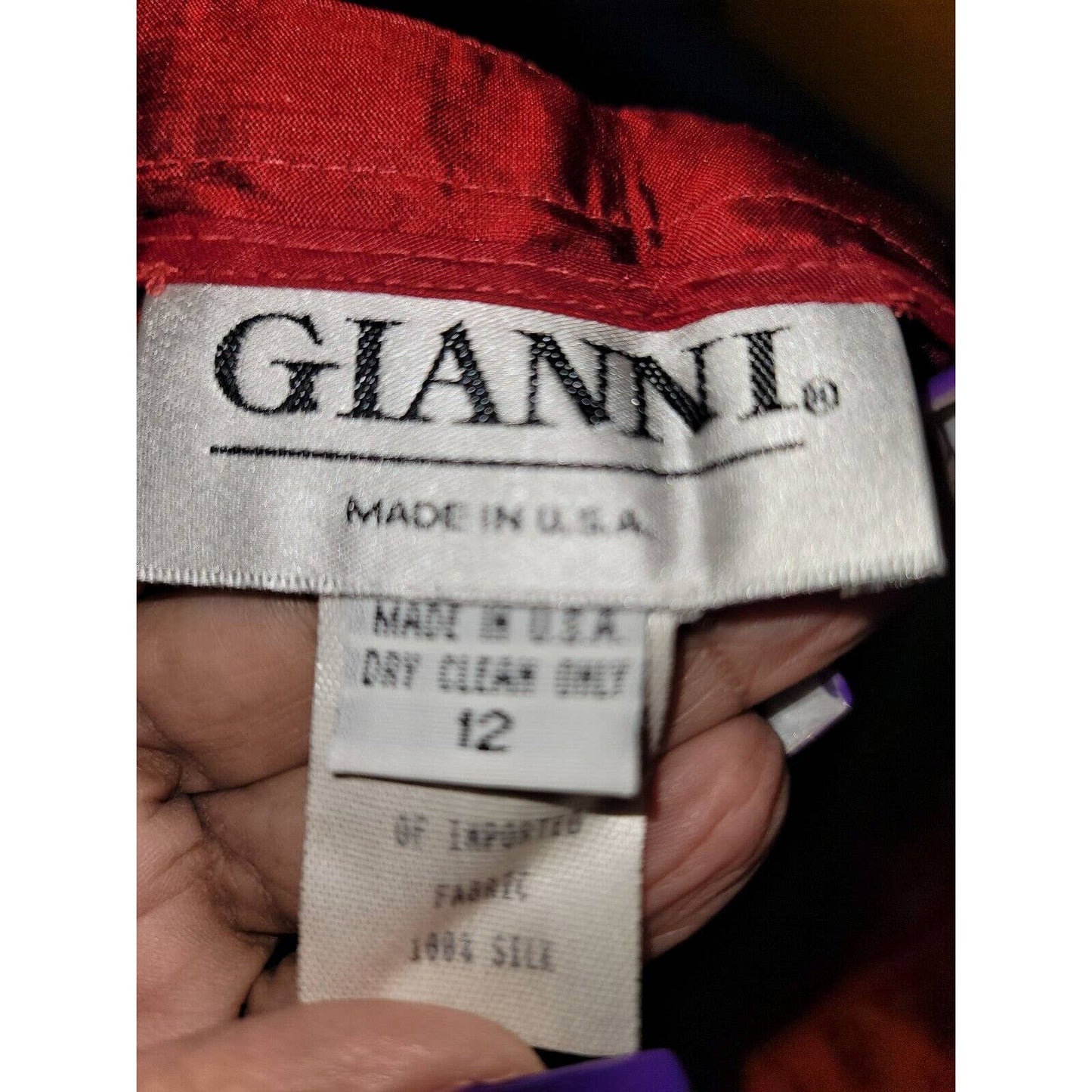 Gianni Women's Red Silk High Rise Straight Fit Trouser Casual Pant Size 12