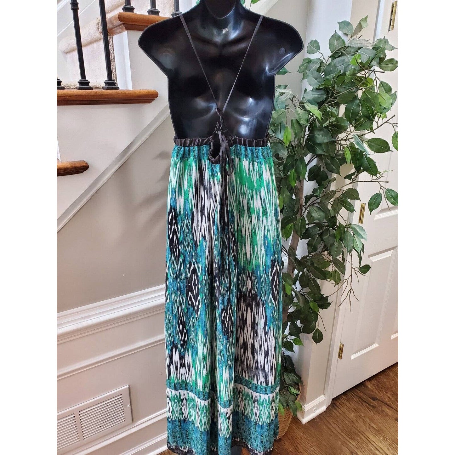 JFW Women Multicolor 100% Polyester Sweetheart Neck Sleeveless Long Maxi Dress L