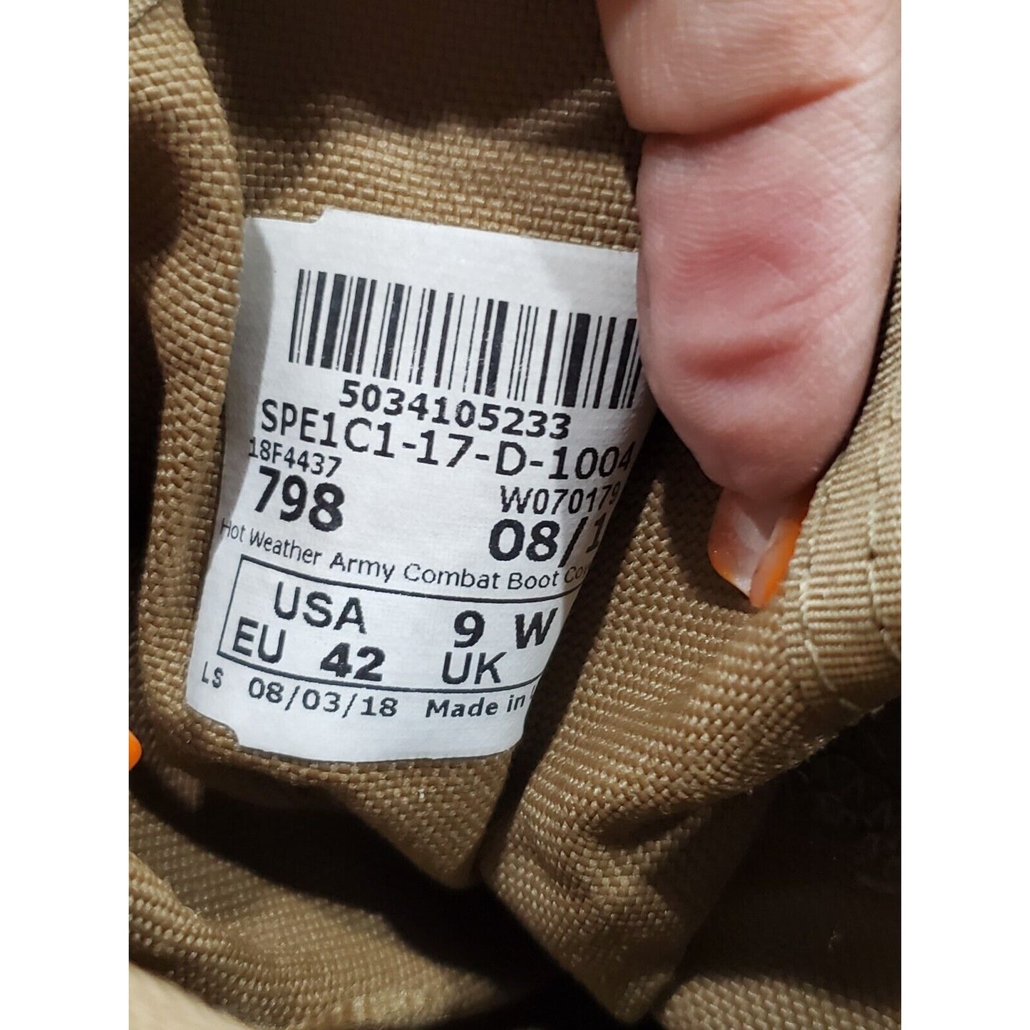 Vibram Brown High Top Safety Toe Ultra-light Combat Boots Military Boots Size 9