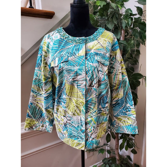 Ruby Rd. Women Multicolor Cotton Long Sleeve Button Front Jacket Blazer Size 22W