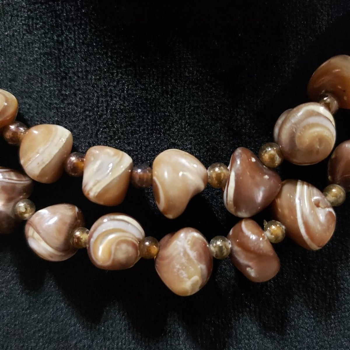 Womens Fashion Natural Stones Beaded Double Strand Choker Necklace