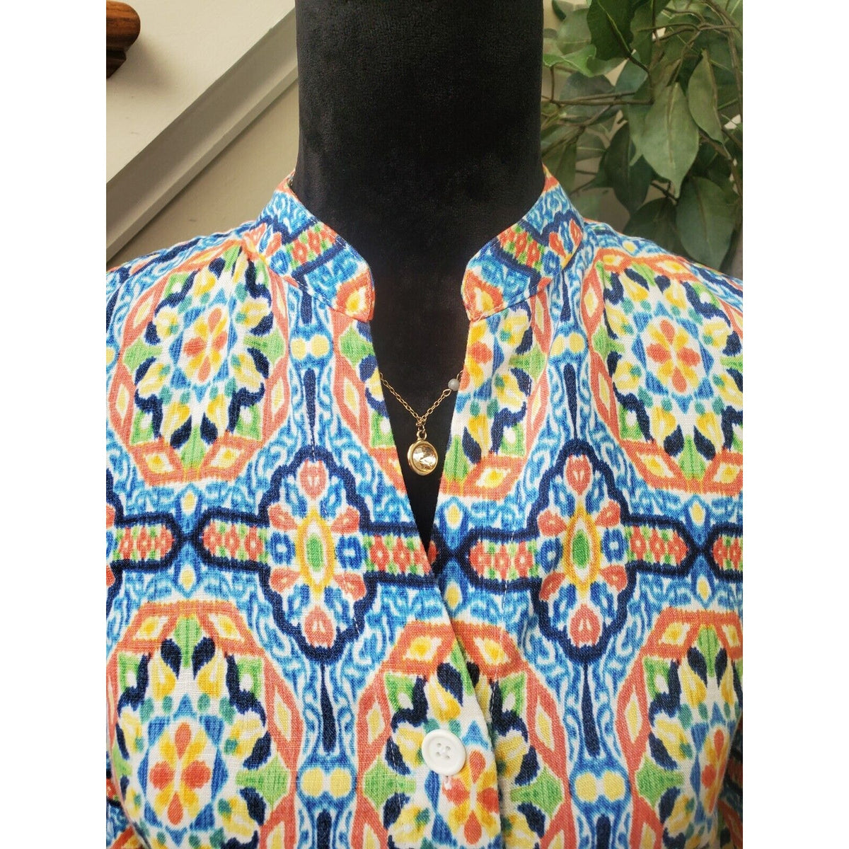 Jones New York Sport Women's Multicolor Linen 3/4 Sleeve Button Down Jacket PS