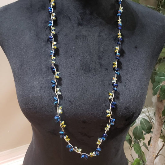 Womens Fashions Multi Round Bead Statement Teardrop Necklace with Lobster Clasp