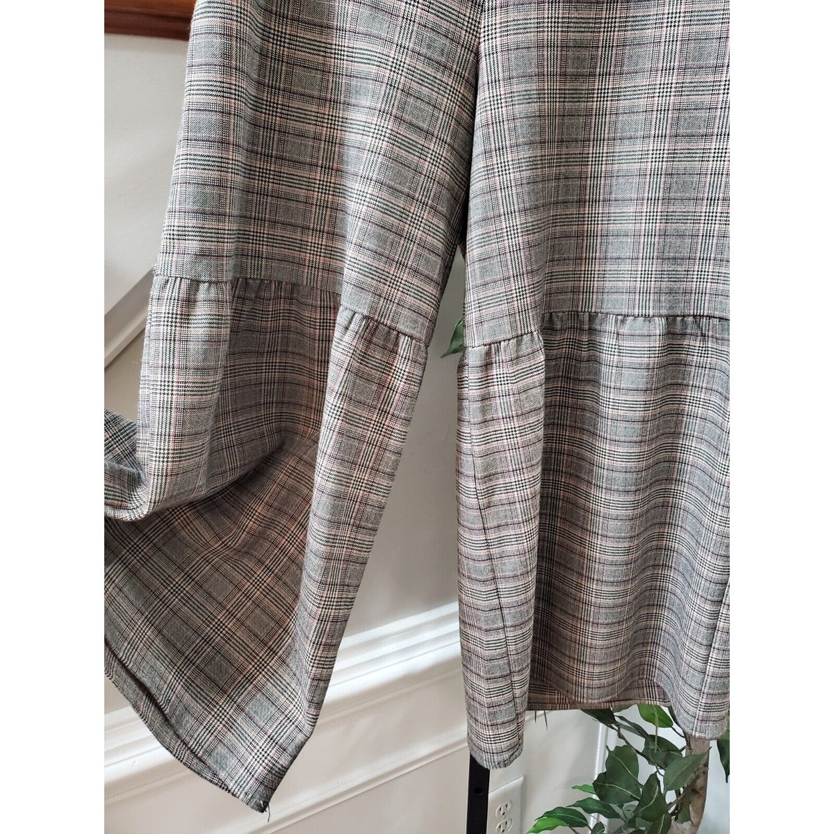 BCBG Generation Gray Plaid Polyester Elastic Waist Wide Leg Culotte Pant XS
