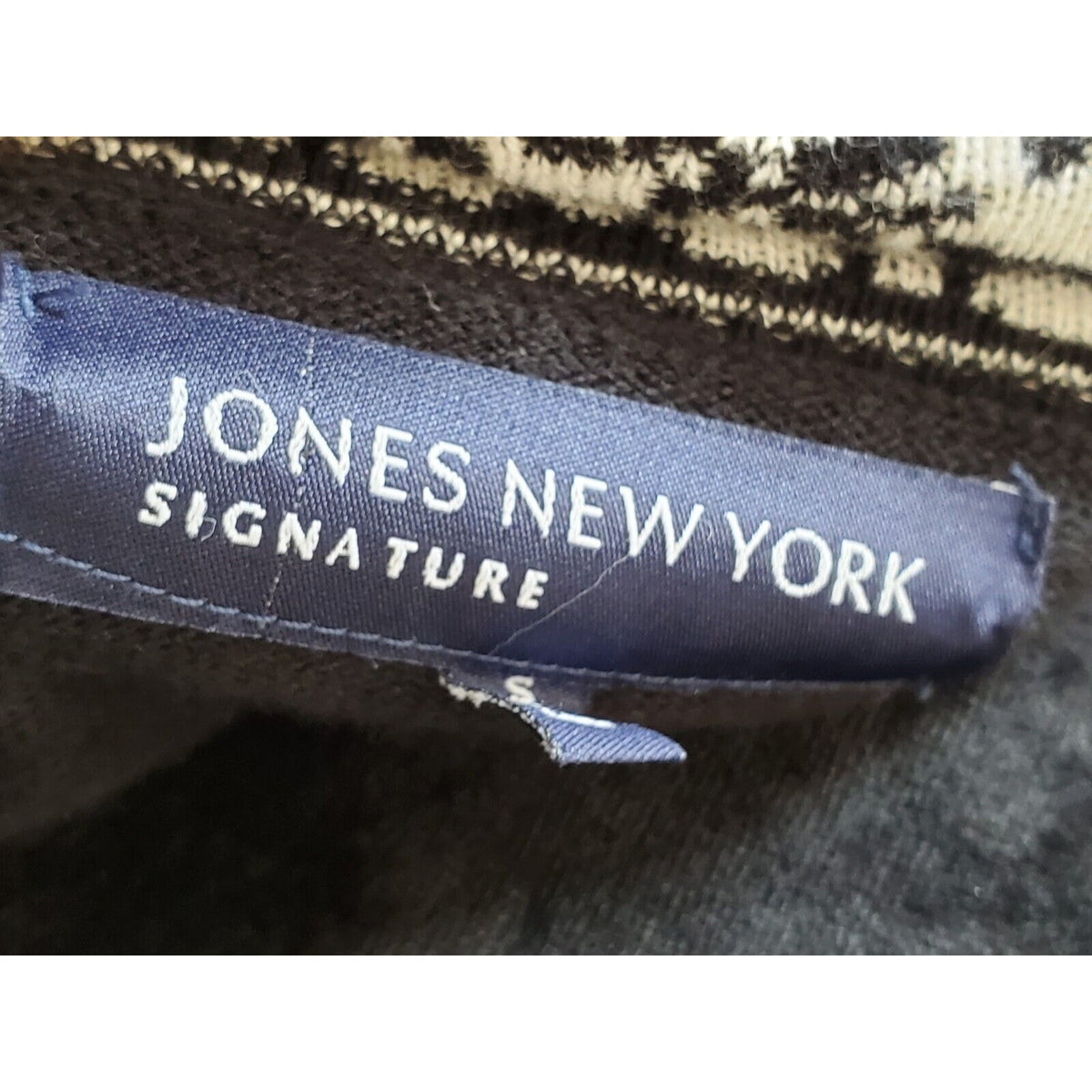 Jones New York Women Black Cotton Cowl Neck Long Sleeve Pullover Sweater Large