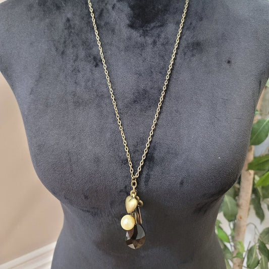 CR Womens Labradorite Teardrop Pendant Charm Necklace