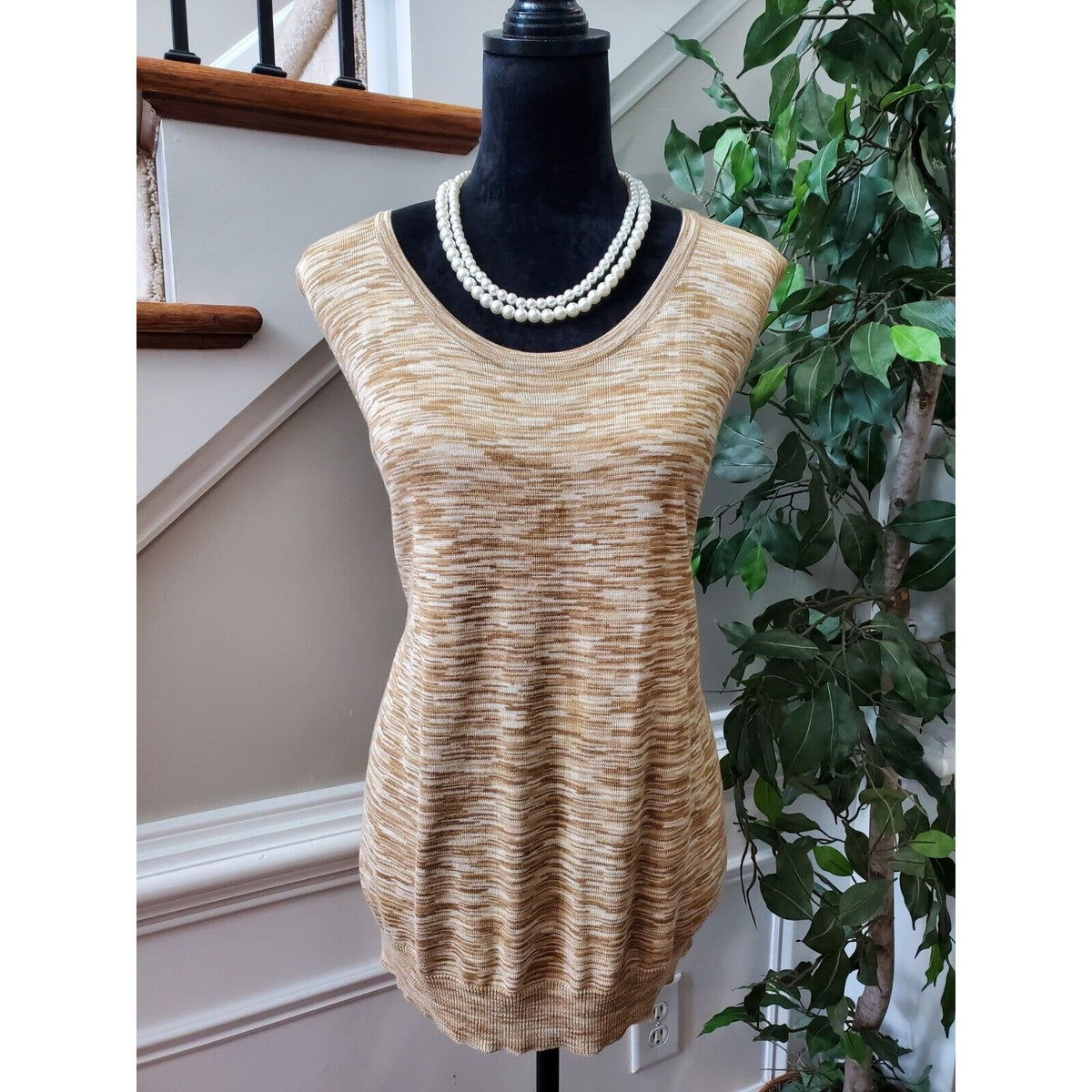 Kasper Women's Brown Cotton Top & Long Sleeves Ruffled Cardigan Sweater Size 3X
