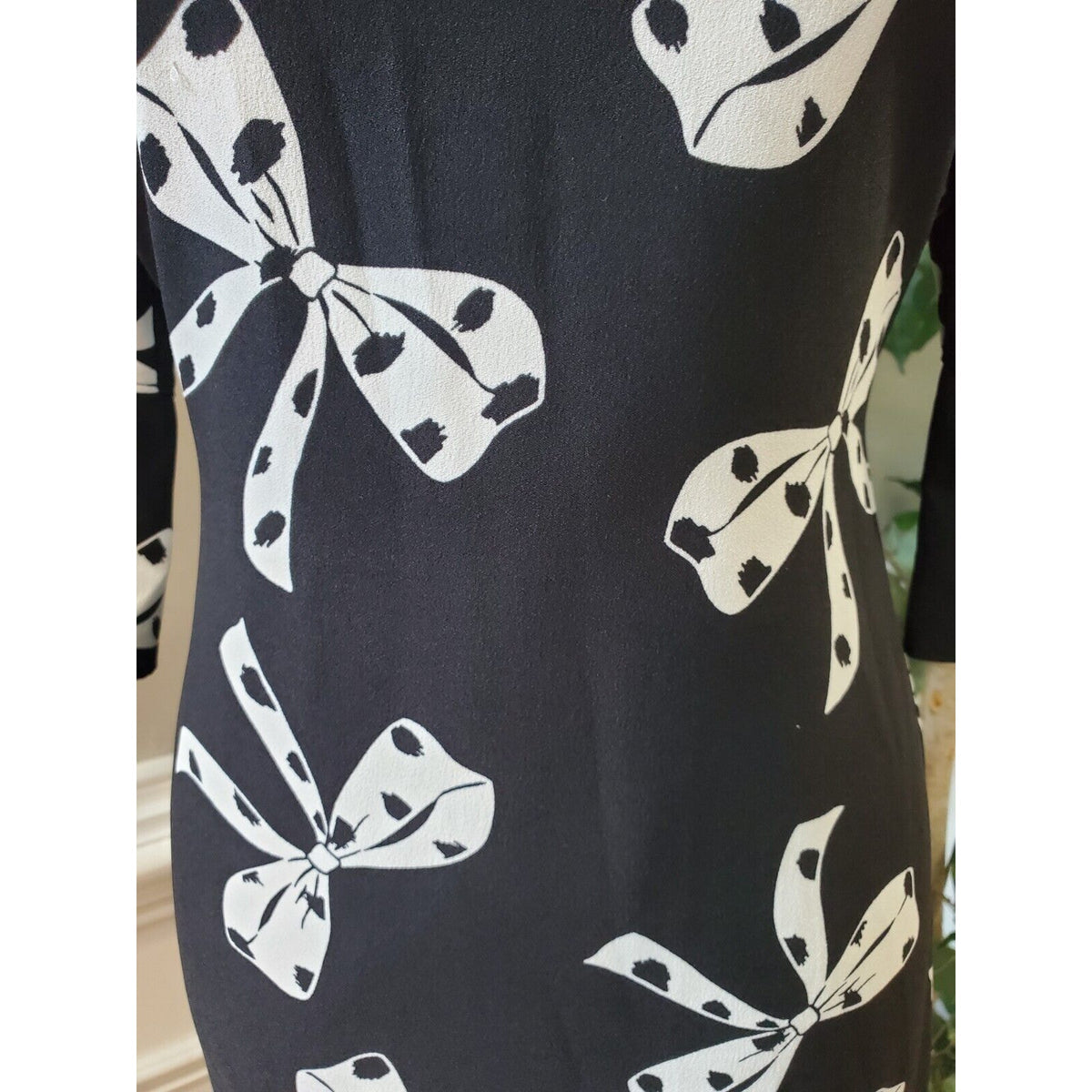 Banana Republic Womens Black 3/4 Sleeve Round Neck Knee Length Dress Petite 00