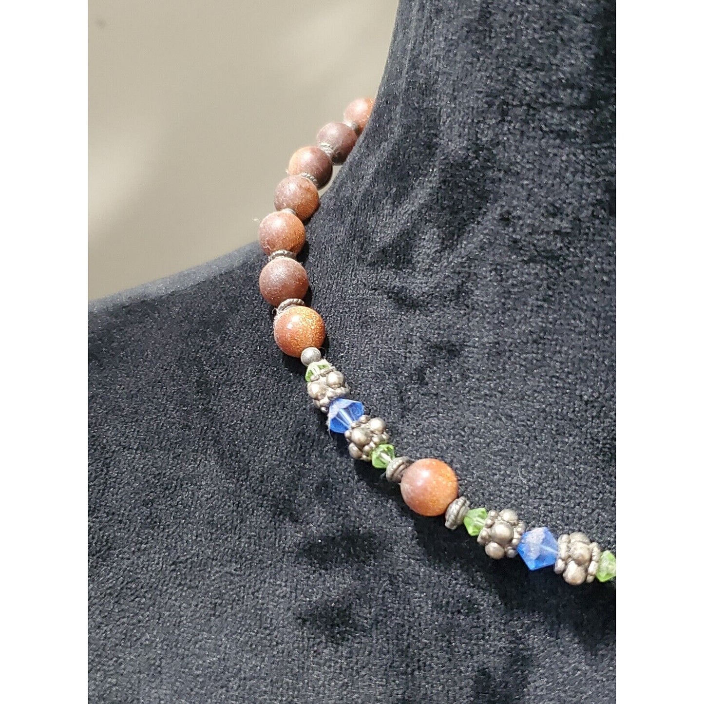Women's Handmade Multicolor Blue Stone Choker Necklace