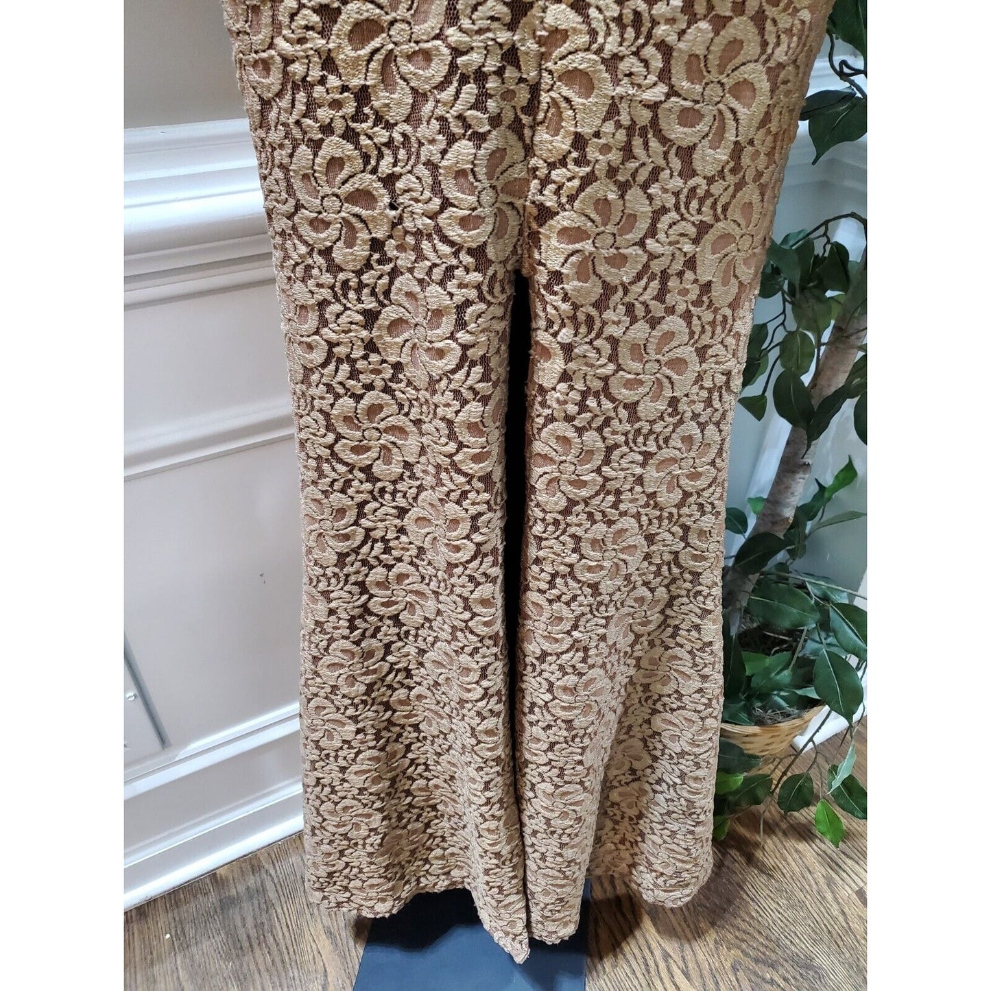 Goodtime USA Brown Polyester Sweetheart Neck Short Sleeve Formal Maxi Dress S