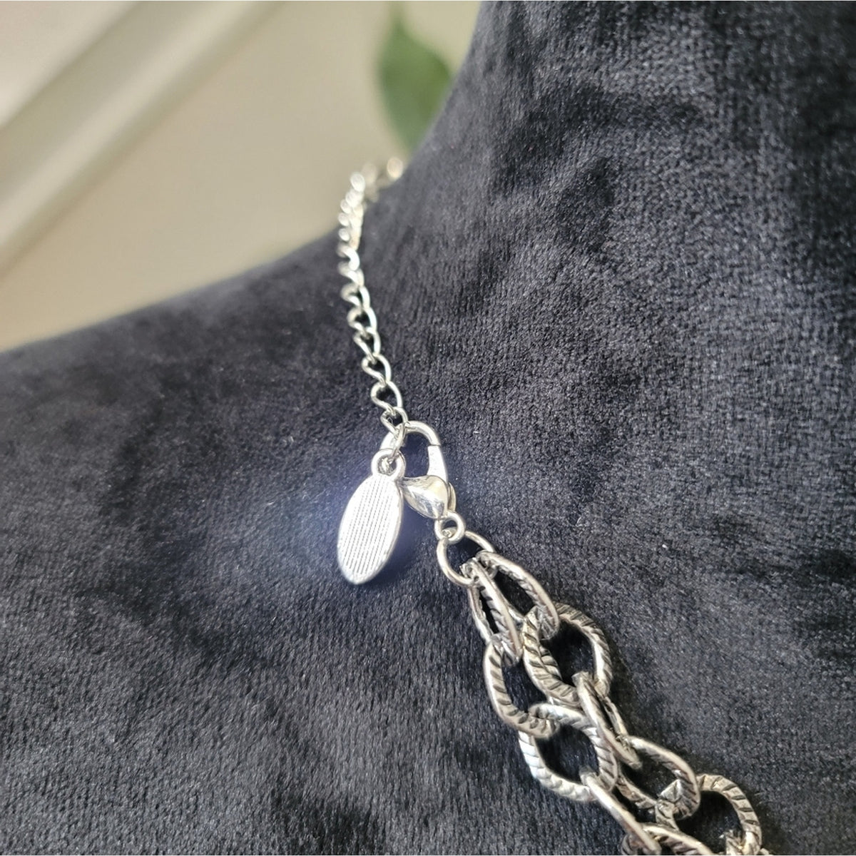 Silver Heart Double Layer Statement Necklace