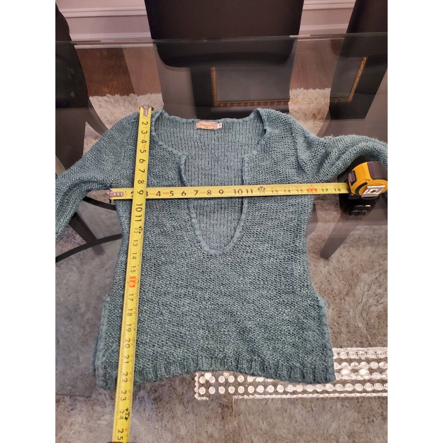 American Rag Women's Blue Acrylic Scoop Neck Long Sleeve Knit Sweater XS