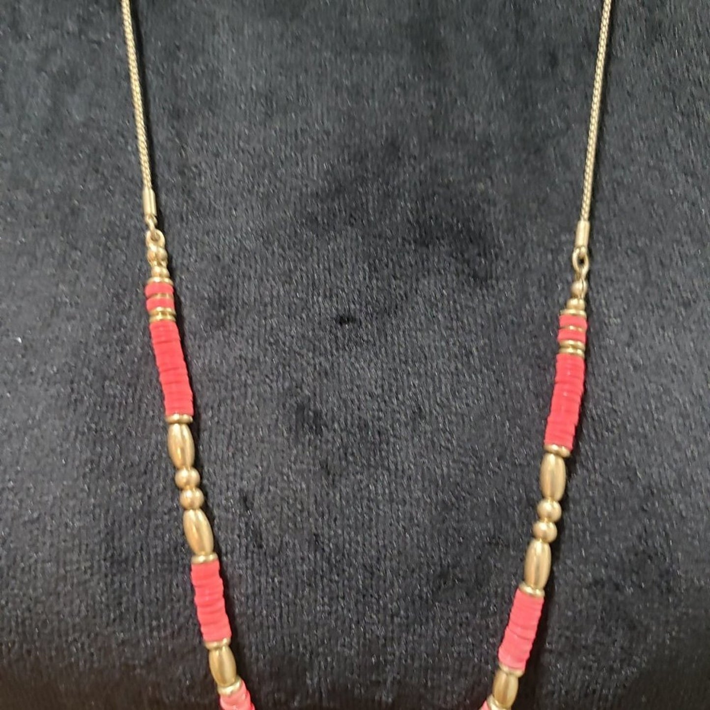 Women's Bohemian Beaded Long Pink & Gold Tassel Necklace