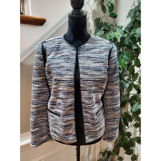 Alfred Dunner Women Multicolor Polyester Long Sleeve Open Front Jacket Size 14P