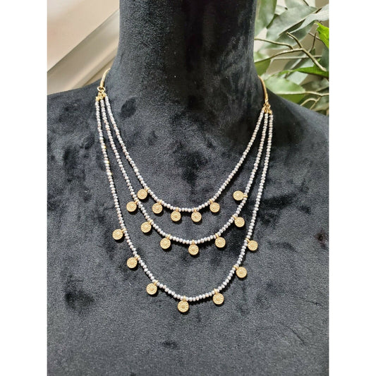 Women's Gold Coin Necklace with Tassel End