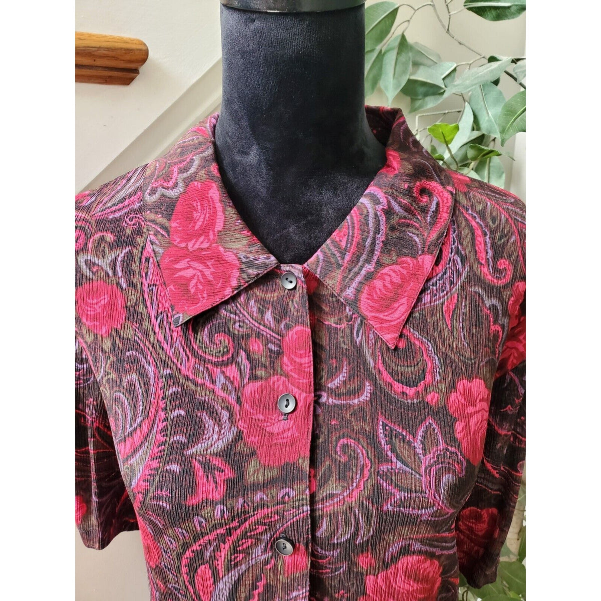 Style&Co. Women Floral Polyester Collared Neck Half Sleeve Button Down Shirt 20W