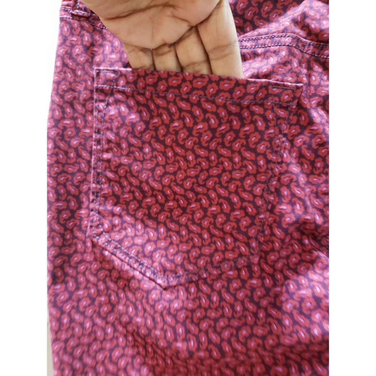 Ann Taylor LOFT Womens Red Paisley Cotton Modern Straight Casual Pants Size 29/8