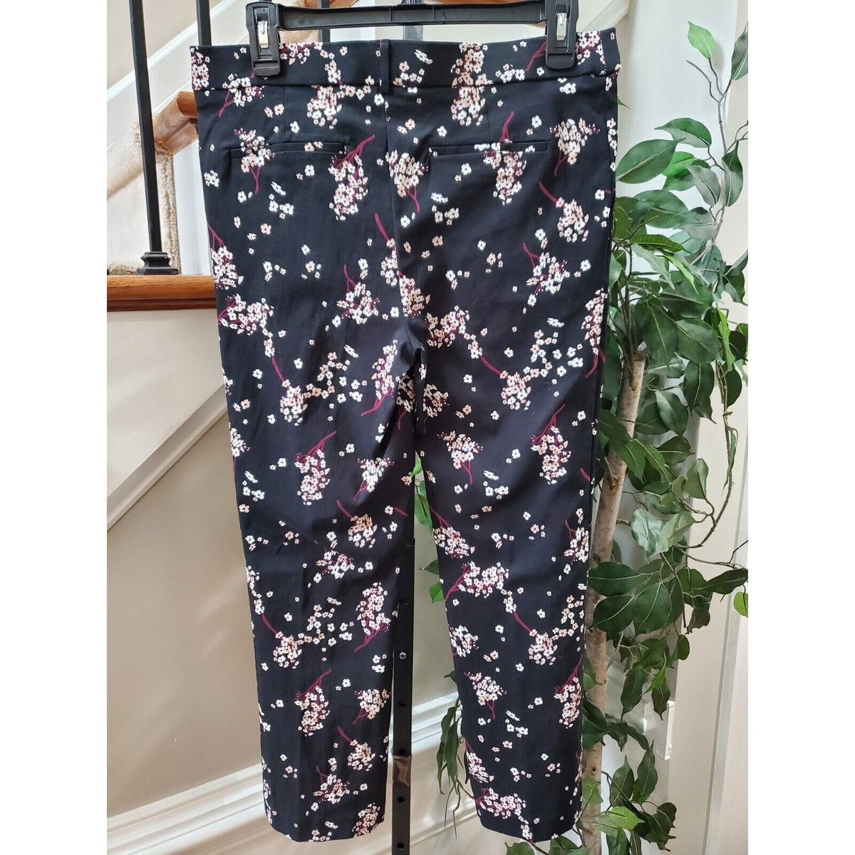 Jules & Leopold Womens Black Floral Rayon Mid Rise Straight Leg Casual Pant M