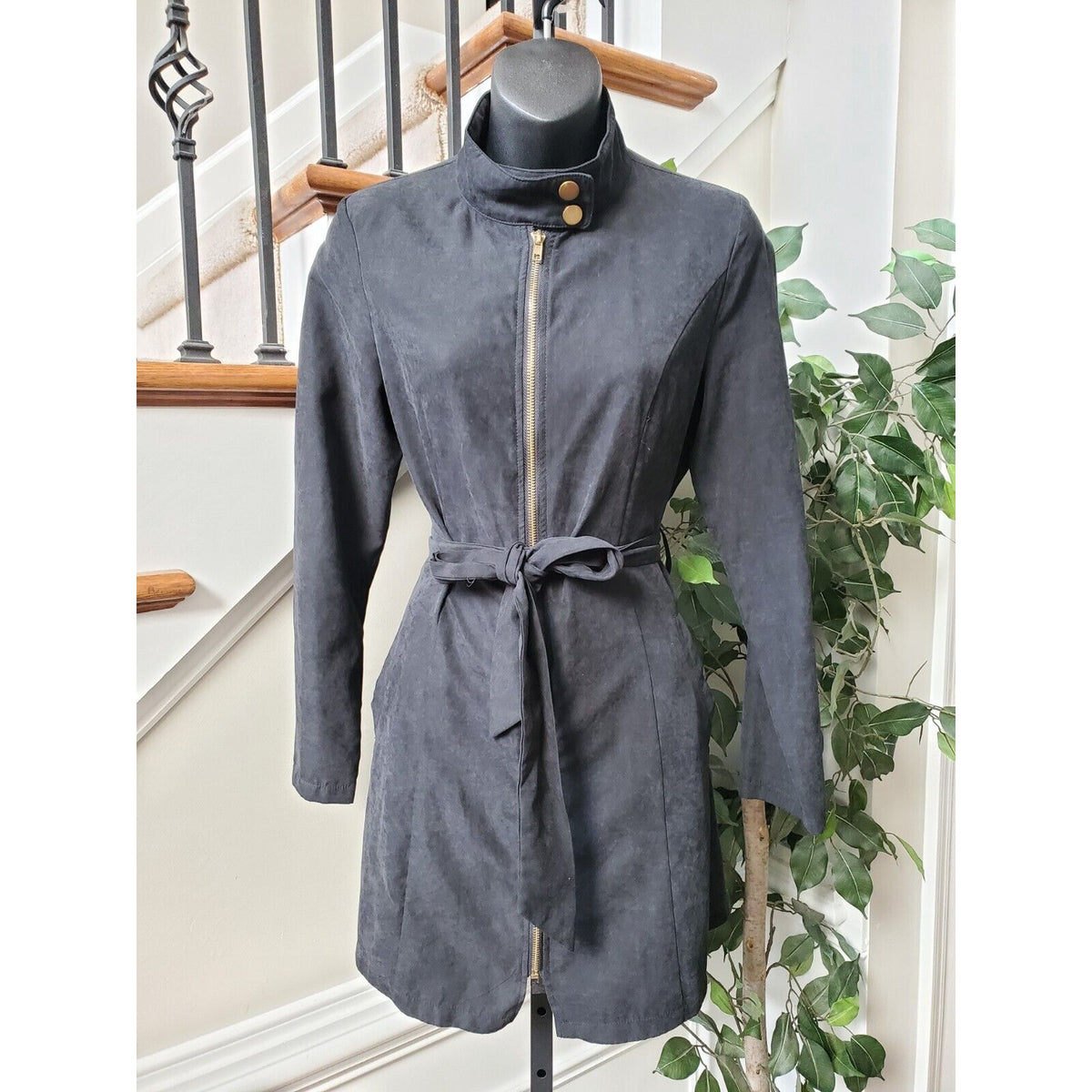 Michel Womens Black 100% Polyester Long Sleeve Full Zipper Casual Jacket Small