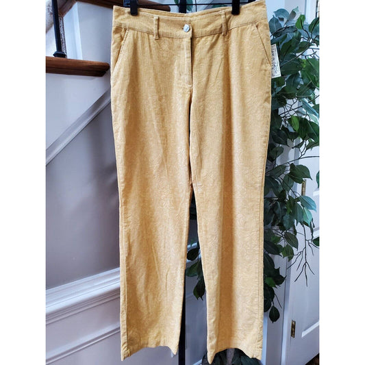 Live a Little Women's Yellow Cotton Mid Rise Straight Leg Casual Stretch Pant 8