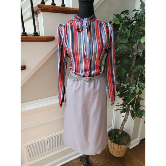 Multicolor Women's Halter Neck Long Sleeve Vintage Knee Length Casual Dress