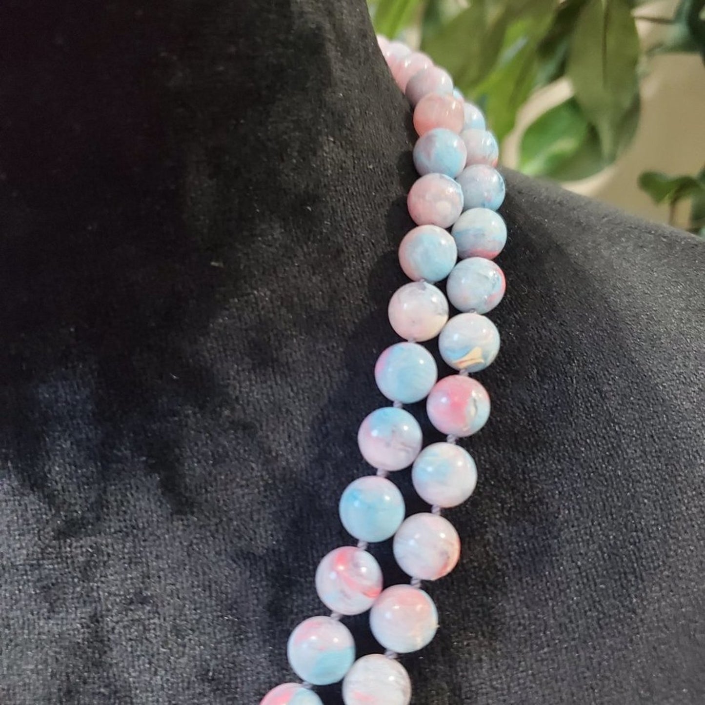 Women's Pink & White Two Layer Round Beaded Fashion Jewelry Necklace