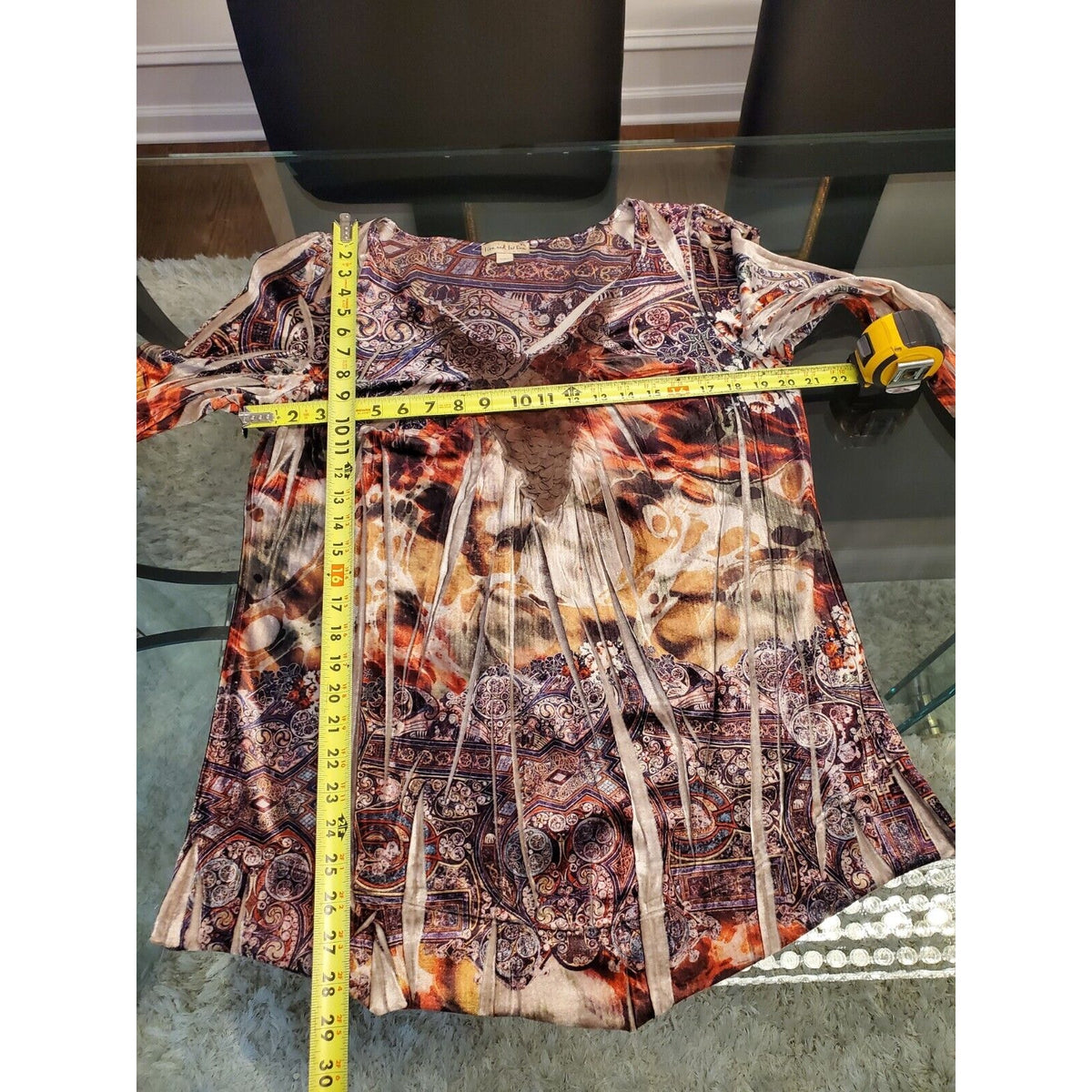Live and Let Live Women Multicolor Polyester V-Neck Long Sleeve Top Blouse XL