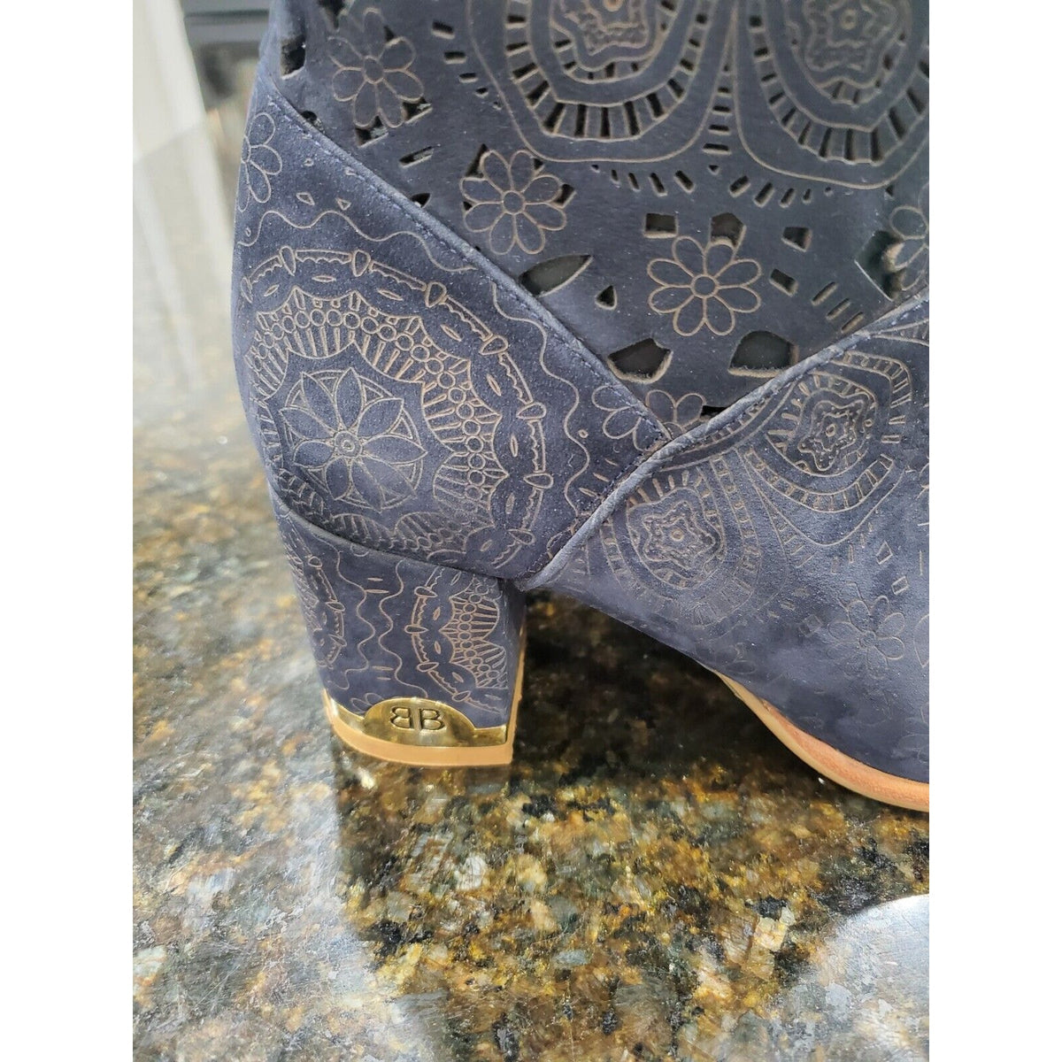 BATE Women's Blue Mid-Calf Modern Western Cowboy Chunky Heel Boot Size 37