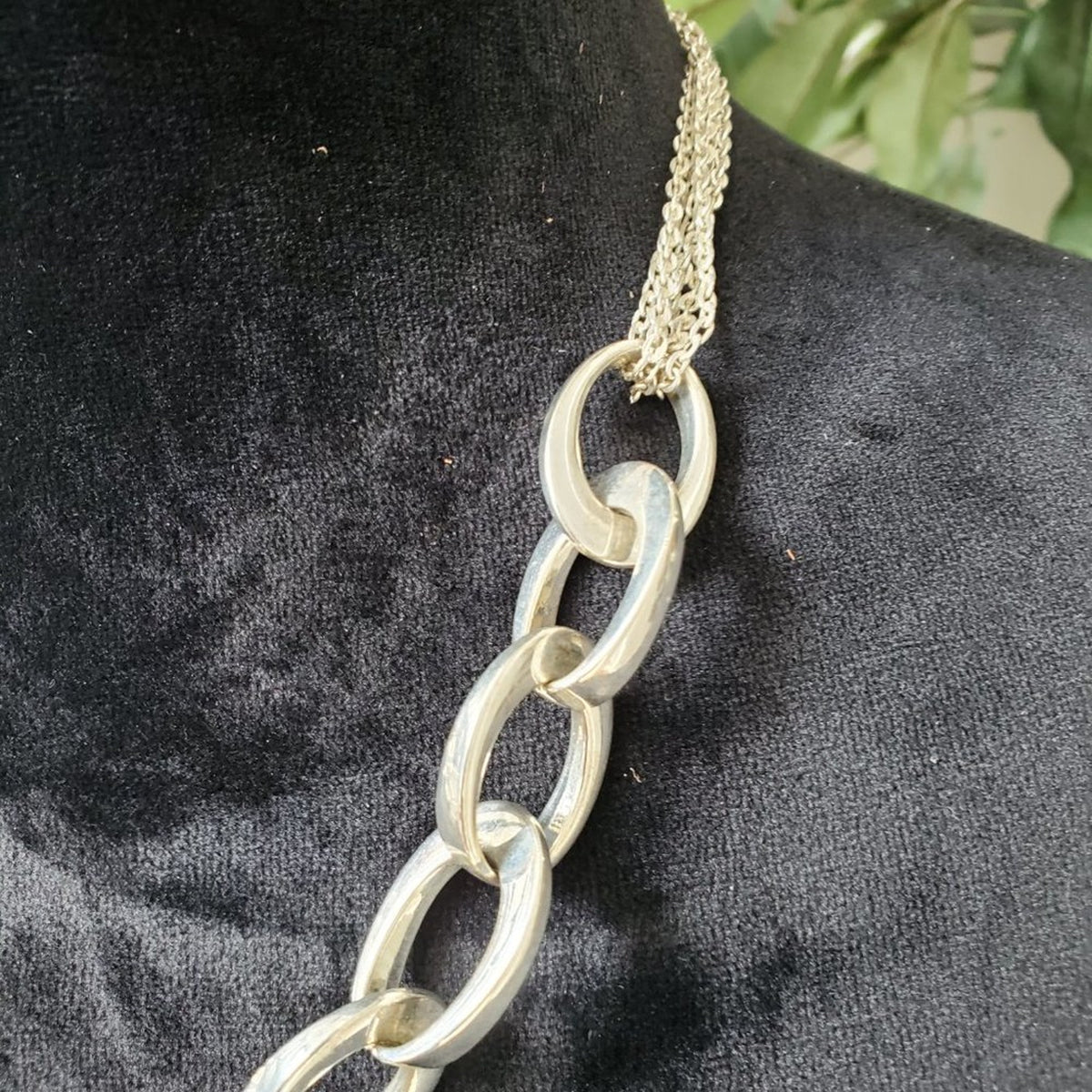 Alfani Womens Silver Tone Chokers Oval Links Long Chain