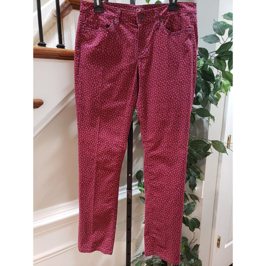 Ann Taylor LOFT Womens Red Paisley Cotton Modern Straight Casual Pants Size 29/8