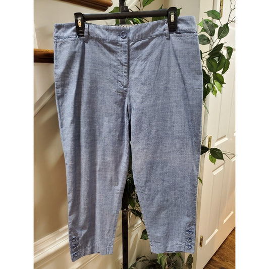 Talbots Womens Blue 100% Cotton Pockets Flat Front Straight Leg Pants Size 12P