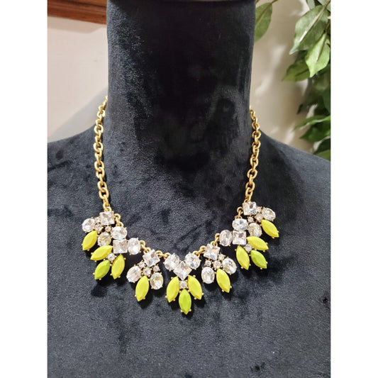 J. Crew Multicolored Rhinestone Gold Chain Stylish Necklace