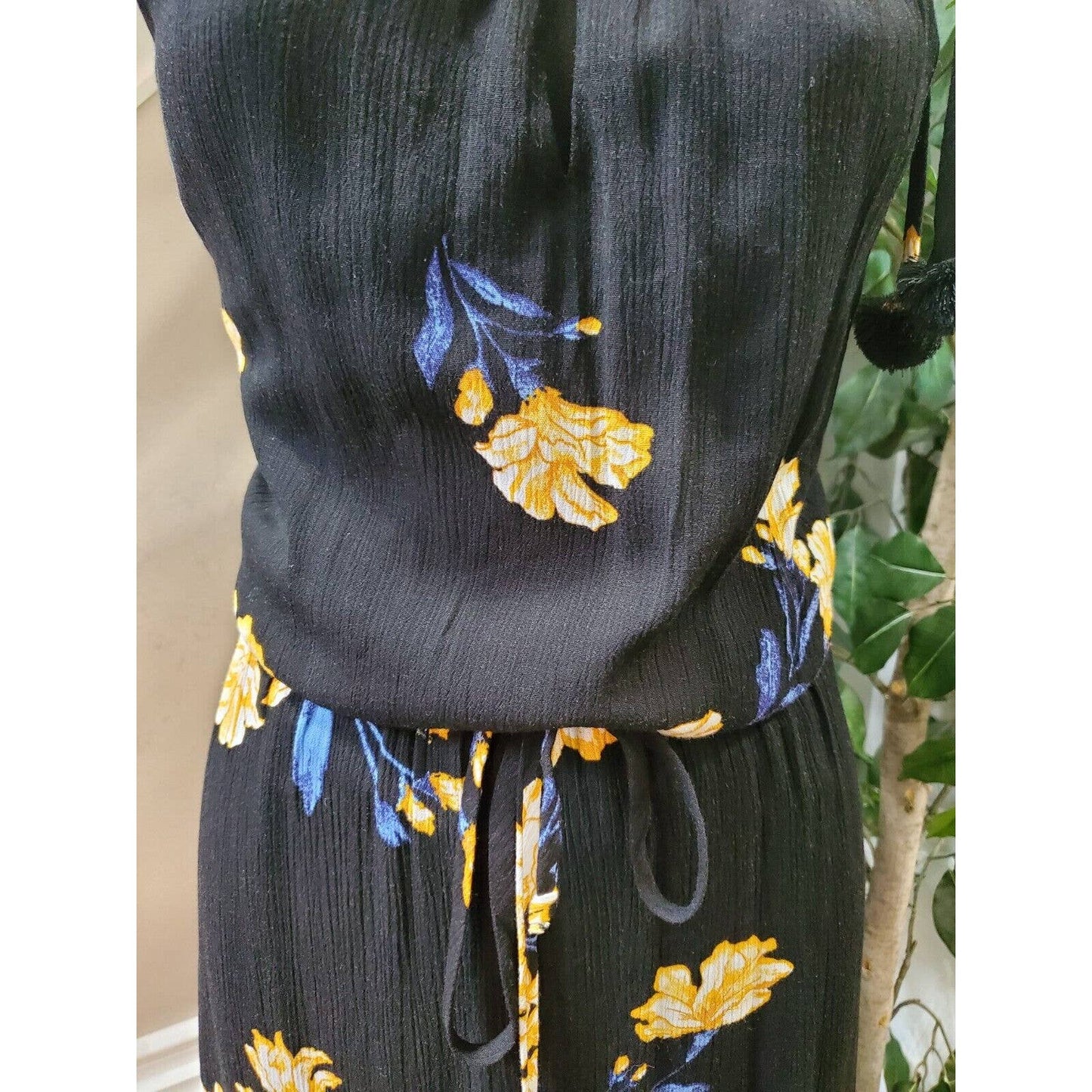 Xhilaration Women Black Floral Rayon Halter Neck Sleeveless Long Maxi Dress 2XL