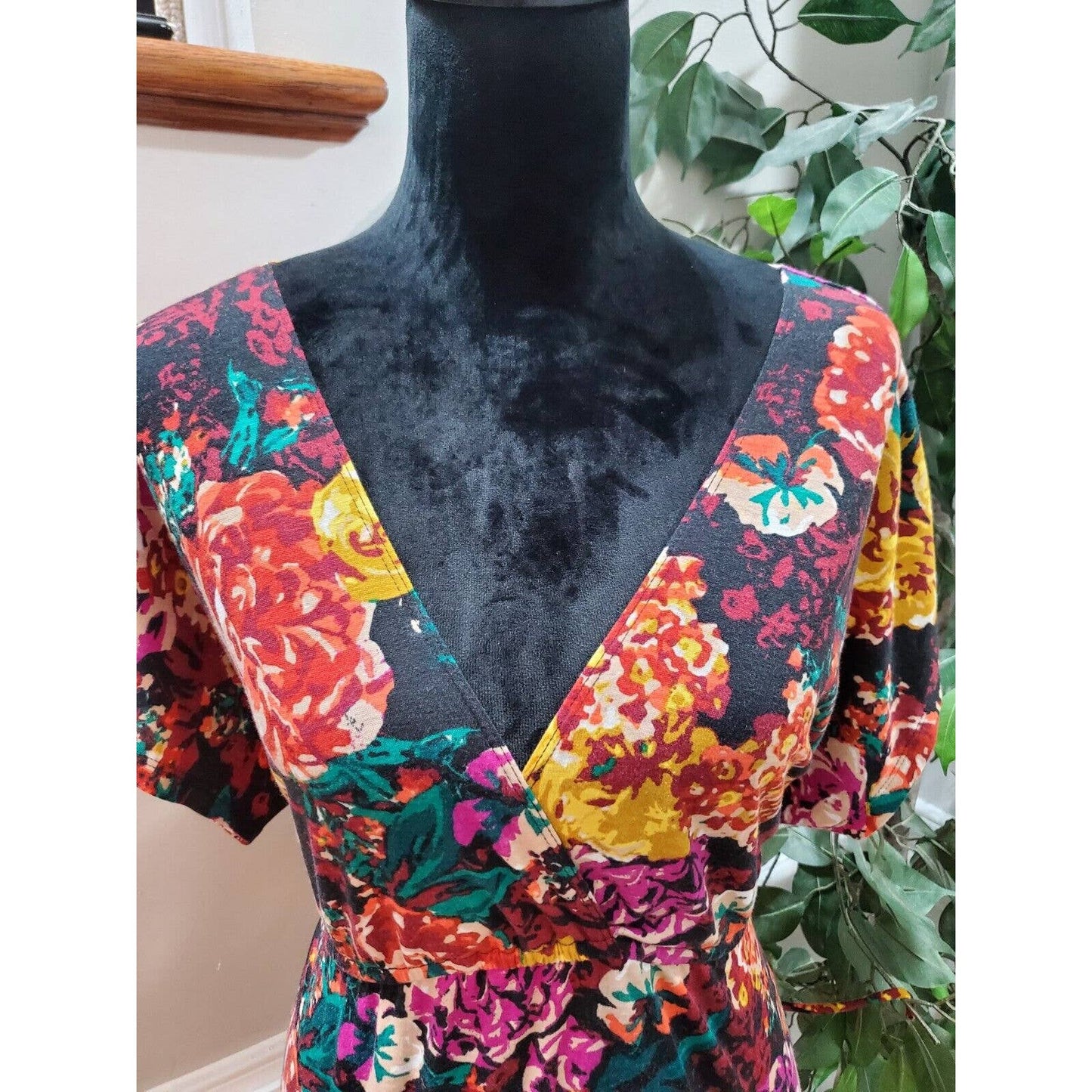 Pure Energy Women Multicolor Polyester V-Neck Short Sleeve Knee Length Dress 2X