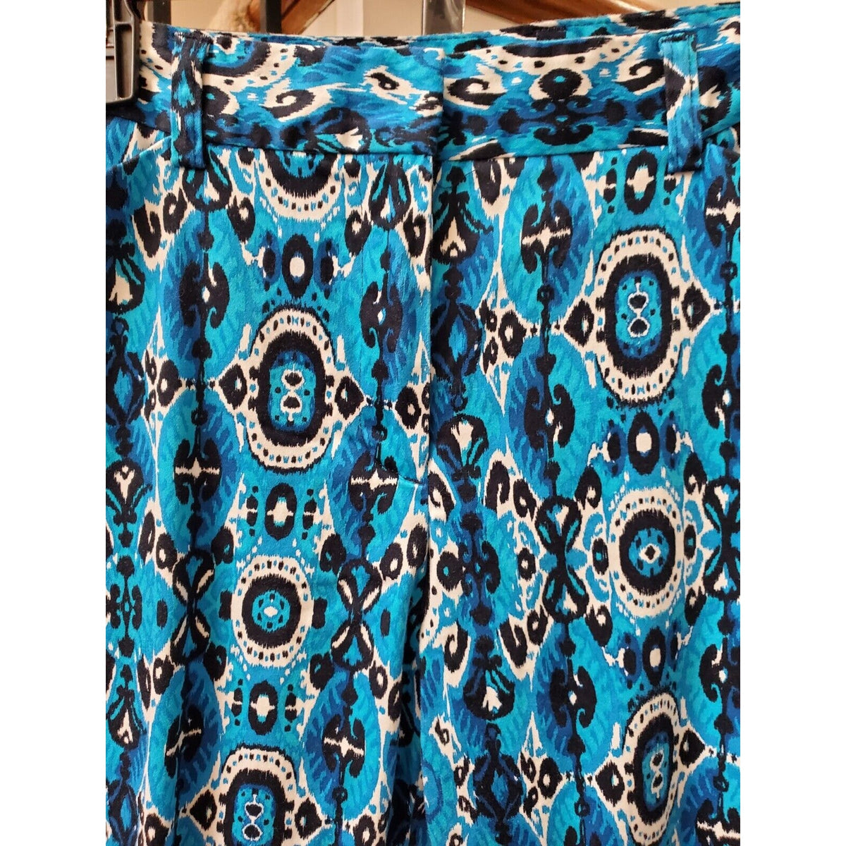 Jones New York Women Blue Cotton Stretch Casual Cropped Straight Leg Pant Size 8