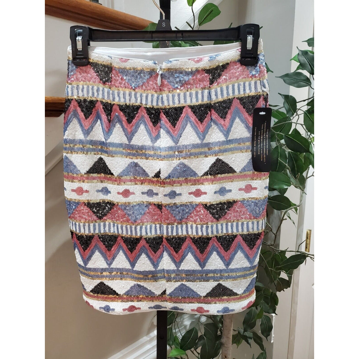 Bebe Women's Multicolor 100% Polyester Back Zip Sequin Tulip Mini Skirt X-Small