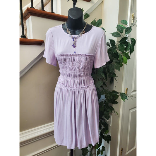 Kendall & Kylie Womens Purple Solid Round Neck Short Sleeve Knee Length Dress XS