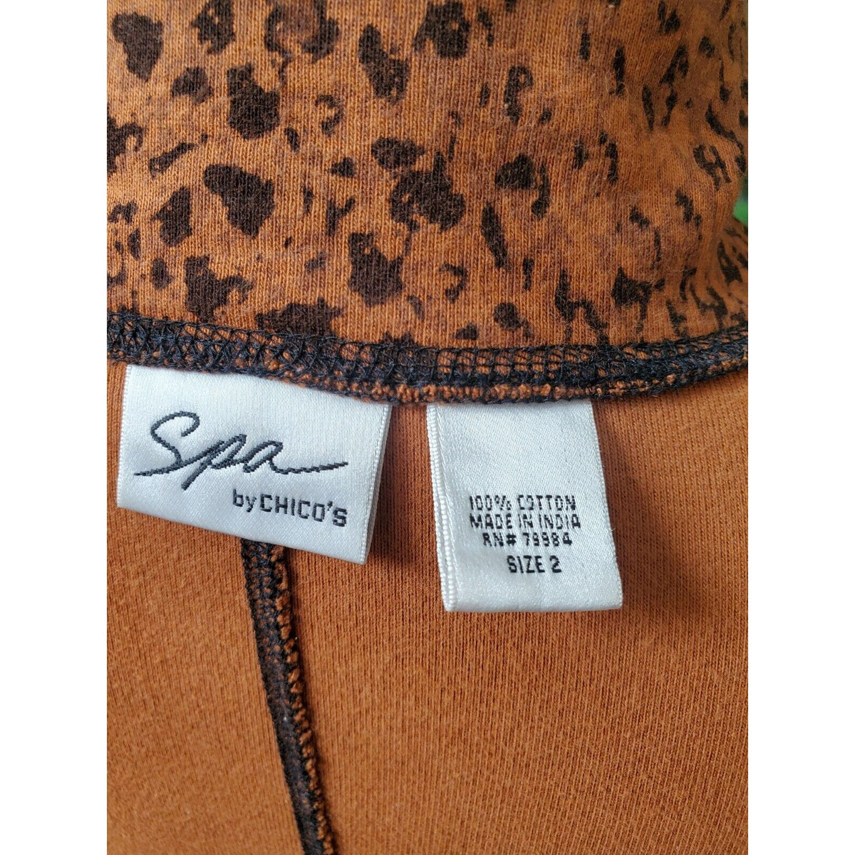 Spa by Chicos Women Orange 100% Cotton Long Sleeve Full Zip Casual Jacket 2 (L)
