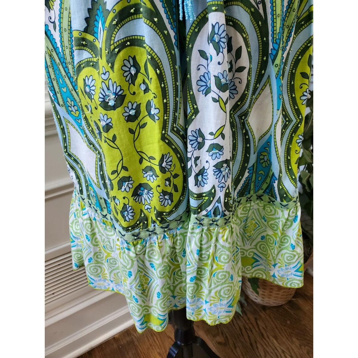 Blissitude Womens Multicolor Floral 100% Cotton Short Sleeve Sheath Dress Medium