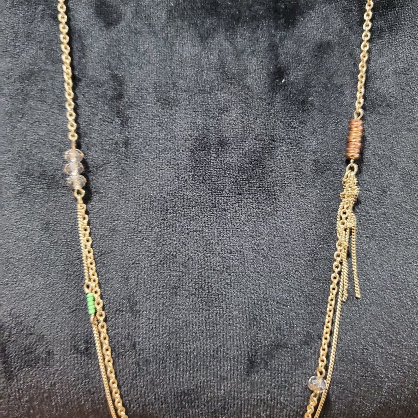 Womens Gold Tone Long Chains Layered Charm Pendant Necklace