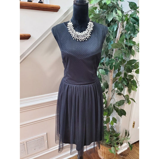 LC Lauren Conrad Women's Black Round Neck Sleeveless Knee Length Lace Dress 16
