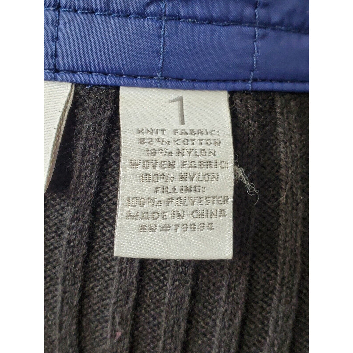 Zenergy By Chicos Women's Black Blue Cotton Long Sleeve Full Zip Front Jacket 1M