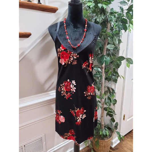 APT. 9 Womens Black Floral Polyester Scoop Neck Sleeveless Knee Length Dress XXL